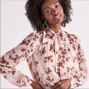 L Sheer Pink Floral Blouse by Lucky Brand